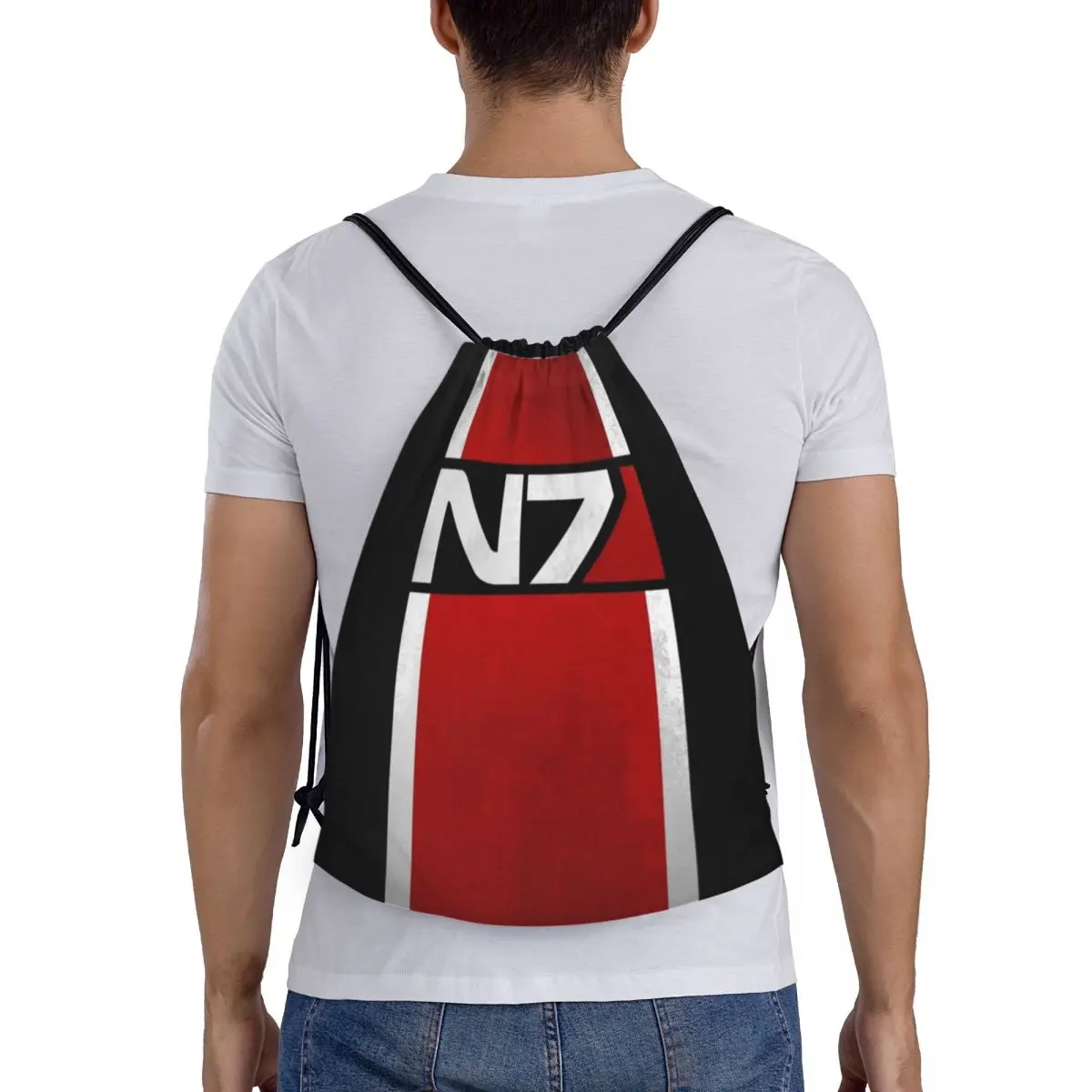 

Вертикальные рюкзаки Mass Effect N7, повседневные портативные рюкзаки на шнурке, карманная сумка для хранения, сумки для книг для студентов-путешествий