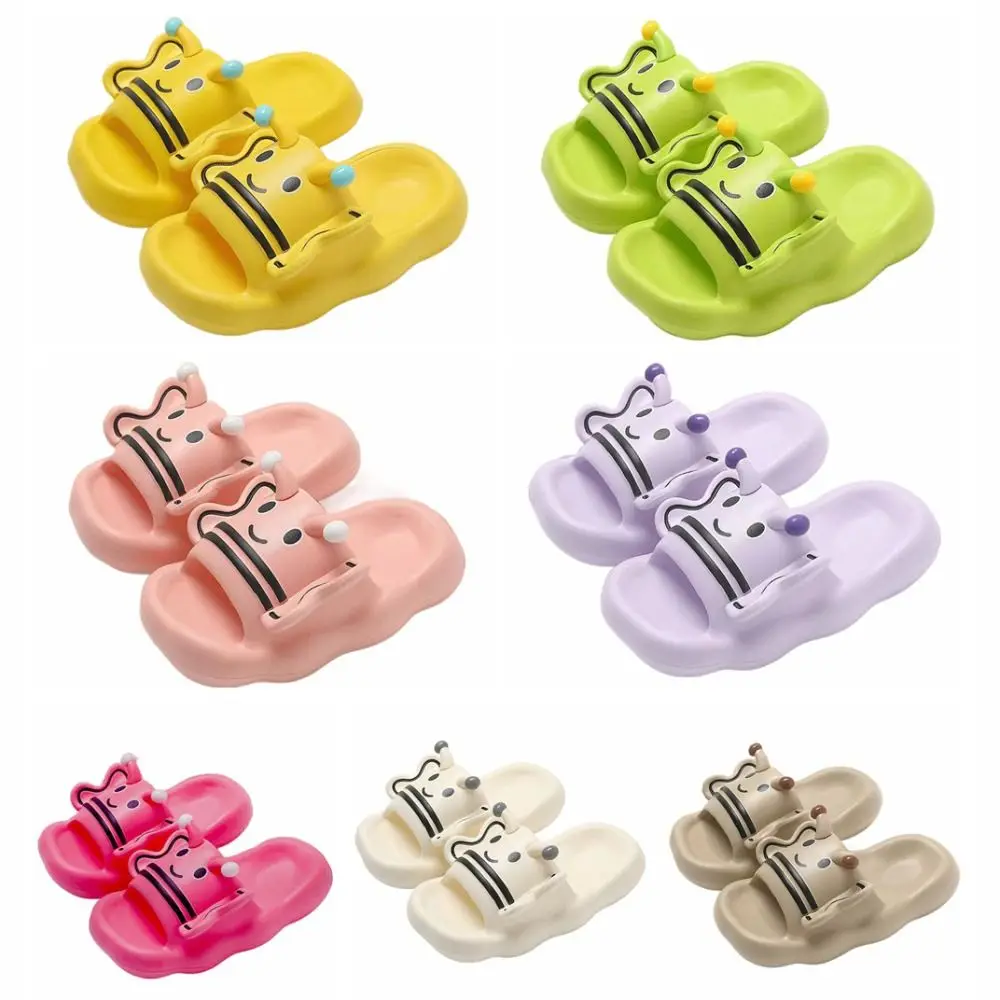 Silent Candy Color Cartoon Bee Slippers Anti Slip Thick Soled Slides Sandals EVA Soft Women Slippers Summer
