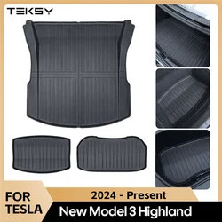 For Tesla Model 3 Highland 2024 Front and Back Trunk Mat TPE Carpet Waterproof Weather-resistant Pads Up and Down Layer Mats