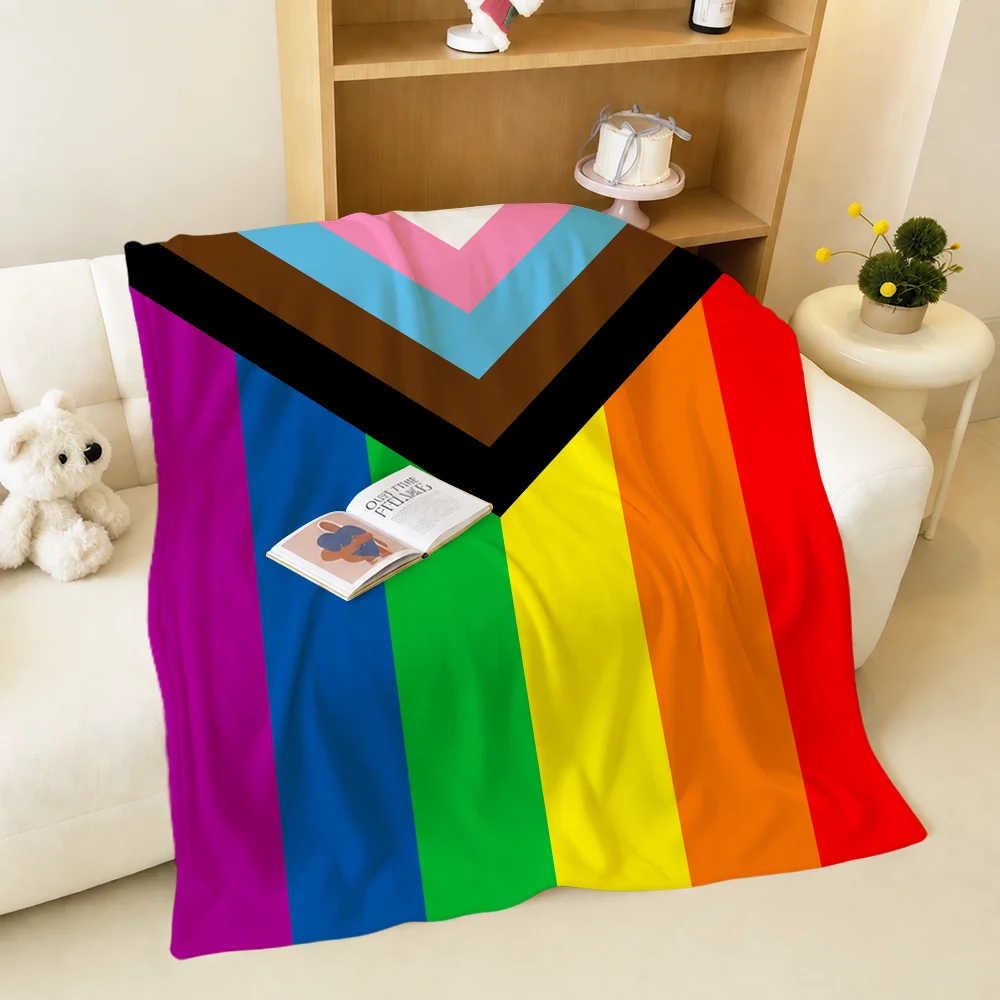 LGBT Gay Bear Pride Rainbow Blanket Warm Soft Plush Blanket For Sofa Living Room Nap Home Bedroom Travel Gift Flannel Pet Hogar