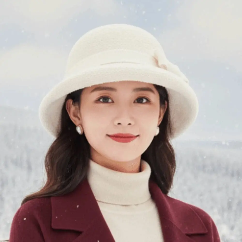 

Элегантный винтажный шерстяной кепка с закатанными краями, универсальный берет, британский цилиндр, шерстяная официальная шляпа с бантом в стиле ретро, модный показ