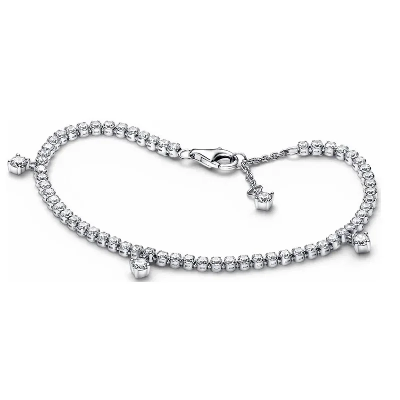 Nuovo 925 Sterling Silver Classic Shiny All zircone Set di gioielli collana squisita bracciale anello gioielli con ciondoli regalo per la fidanzata