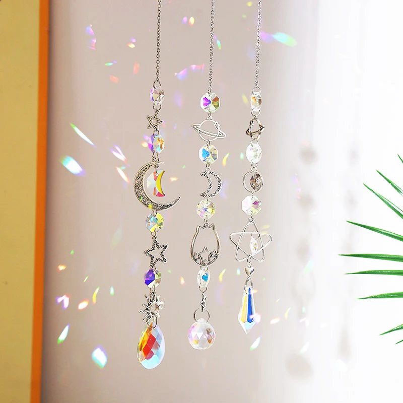 Sun Catcher Home Deocr Crystal Star Sun Wind Chimes Diamond Prisms Hanging Light Trap Rainbow Make Window Curtains Pendant 2025