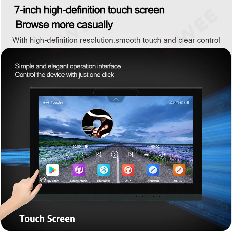 7inch Tuya smart Home Center control Panel Alexa Voice android system Wifi buletooth audio player 4x30w in wall amplifier