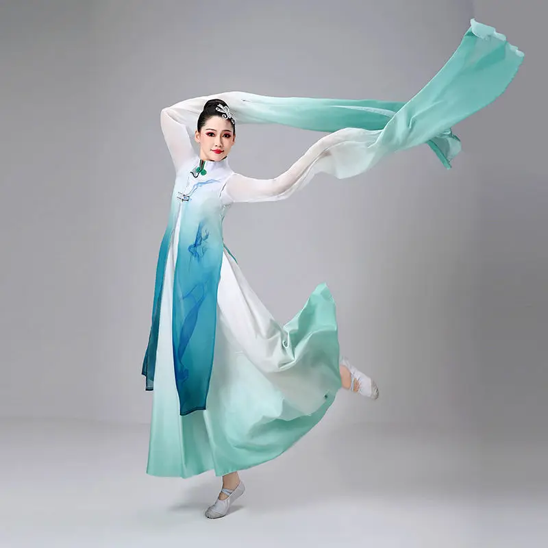 Starożytny rękaw wodny Klasyczny kostium taneczny Narodowy strój do tańca ludowego Kobieta Strój sceniczny Hanfu Odzież do tańca nowoczesnego