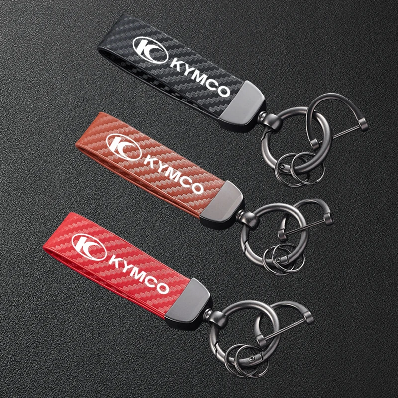 For KYMCO Xciting 250 300 400 AK550 CT250 CT300 S400 Downtown 125i 350i Carbon Fiber Patterned Motorcycle Keychain Metal Keyring