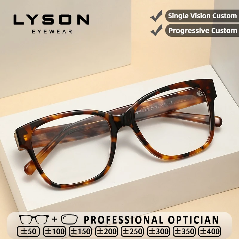 

LYSON повседневные квадратные ацетатные очки для чтения с защитой от синего света, женские антибликовые оптические очки, очки для дальнозоркости и близорукости