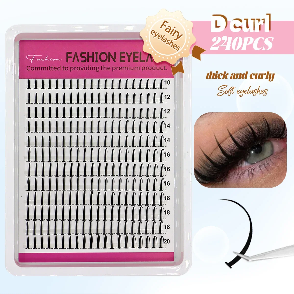 HBZGTLAD 240 Stück Spikes Wimpernbüschel Lang 10-20mm Wimpernspikes Einzelwimpern DIY Spiky Lash – Detail 1