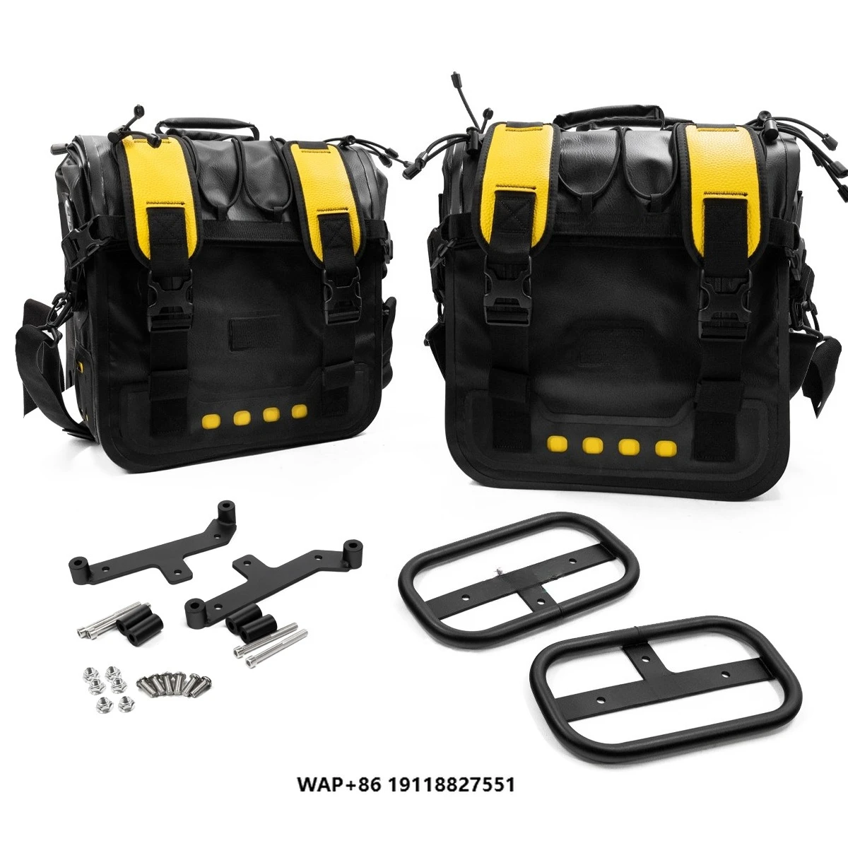 KOVE 625V Cafe Racer Style Waterproof PVC Saddle Bags with Side Brackets Motorcycle Side Bag Brackets