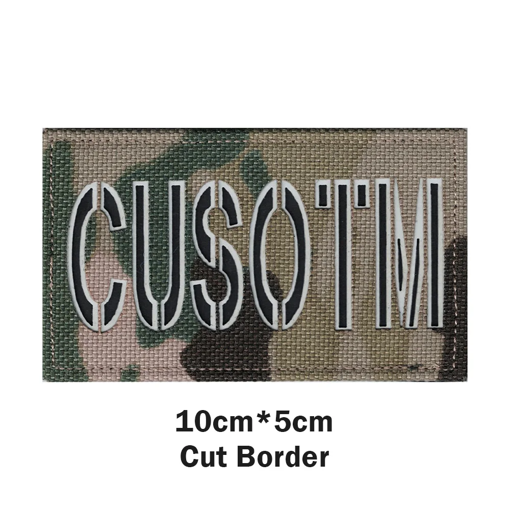 Custom Laser Cut Patch Name Tapes, Fold Border, Two Color Letters, IR IFF, Infrared Reflection, Reflective Material, Luminous image 3