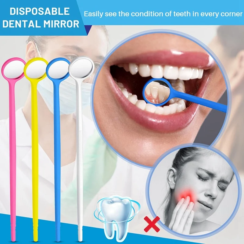 300Pcs Disposable  Mirror Mouth Mirror  Mirror For Teeth Oral Teeth Mirrors Plastic Tooth Mirror  Tool