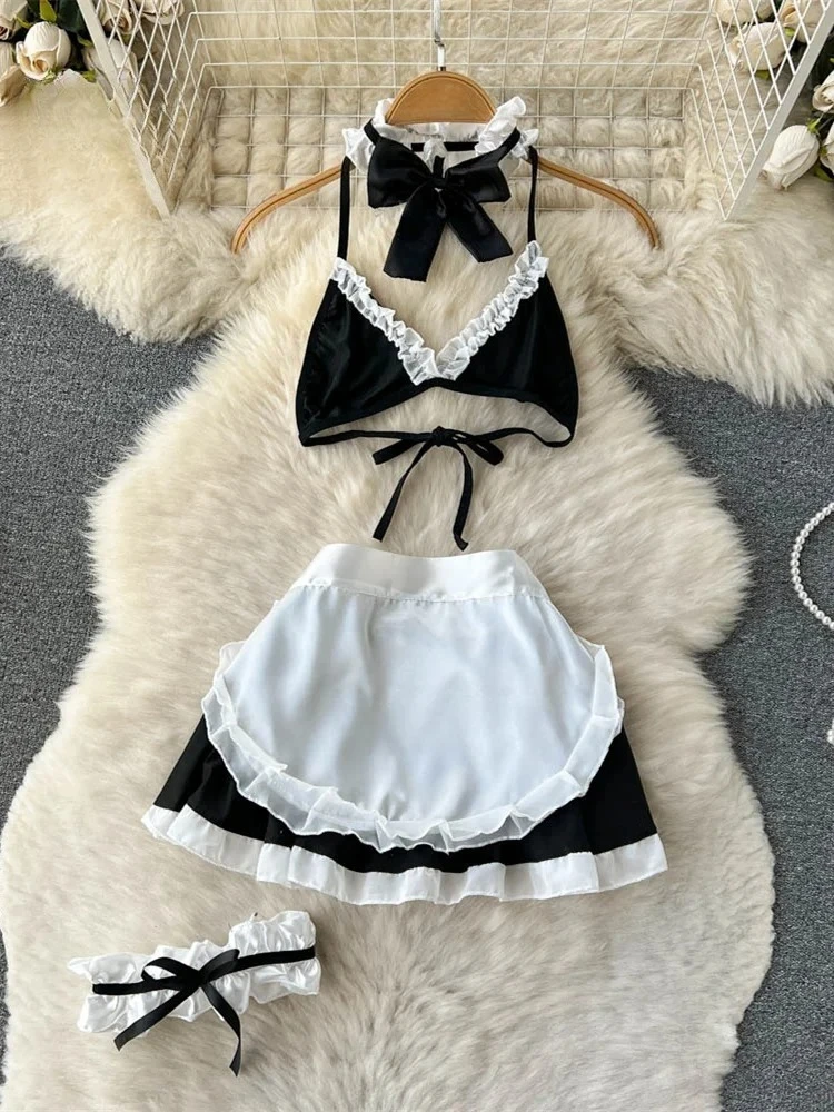 

Women's Sexy Bow Lace-Up Sensual Dress Set Fashion Uniform - Trendy Comfortable Dress Ensemble for Adults New