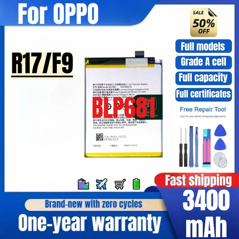 BLP681 for OPPO R17/F9 Phone Battery 0 Cycle High Quality High Capacity Battery Replacement Bateria Grade A Cell with Tools
