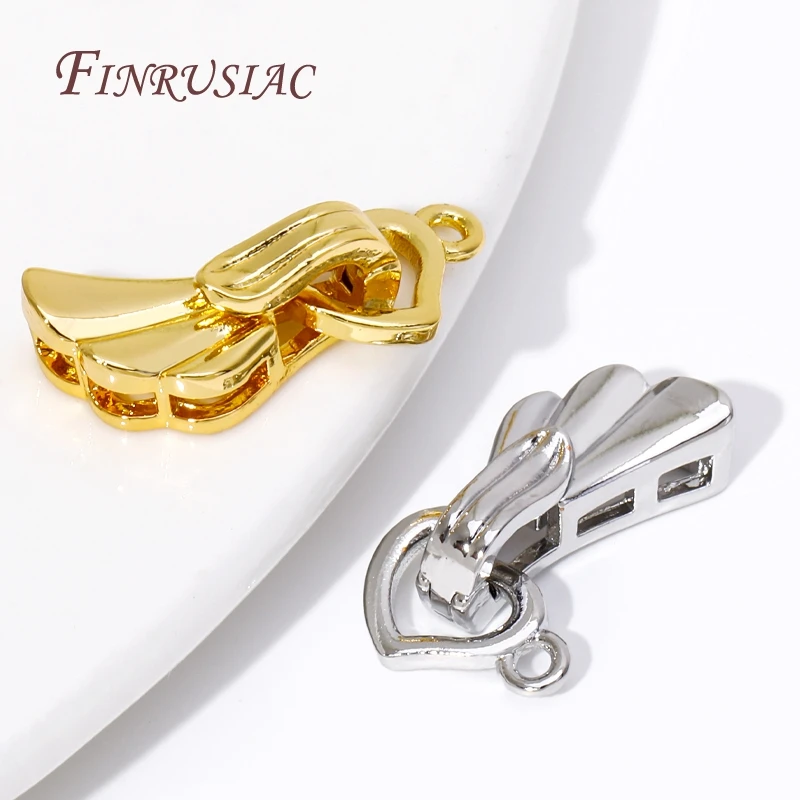 Angel Wings Heart Connector Clasps 18K Gold Plated Fastener Closure Lock Clasps Accessories For DIY Beading Jewelry Making