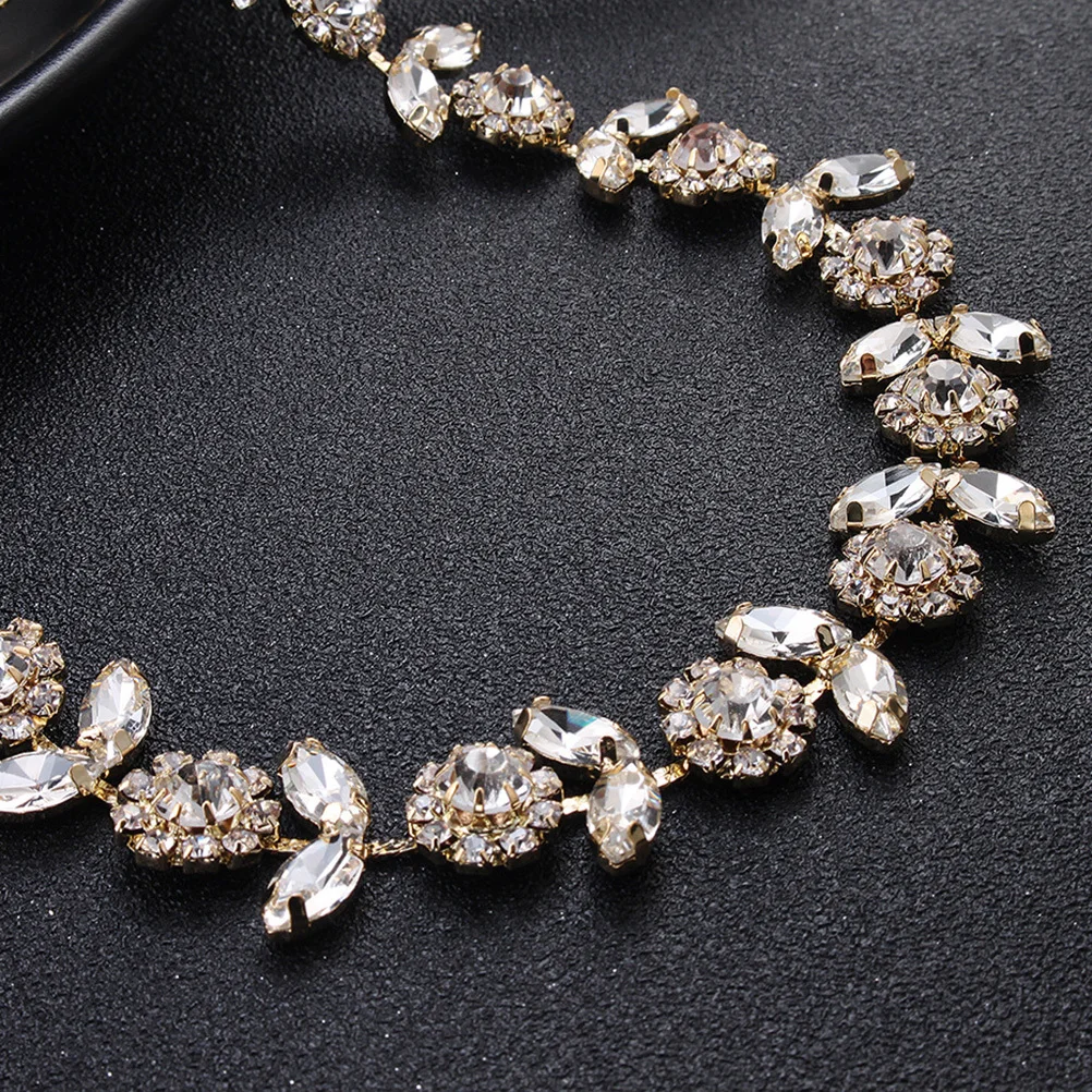 

Rhinestone Decor Bridal Wedding Dress Belt Long Ribbon Stylish Lightweight Accessory Perfect for Weddings Proms Special