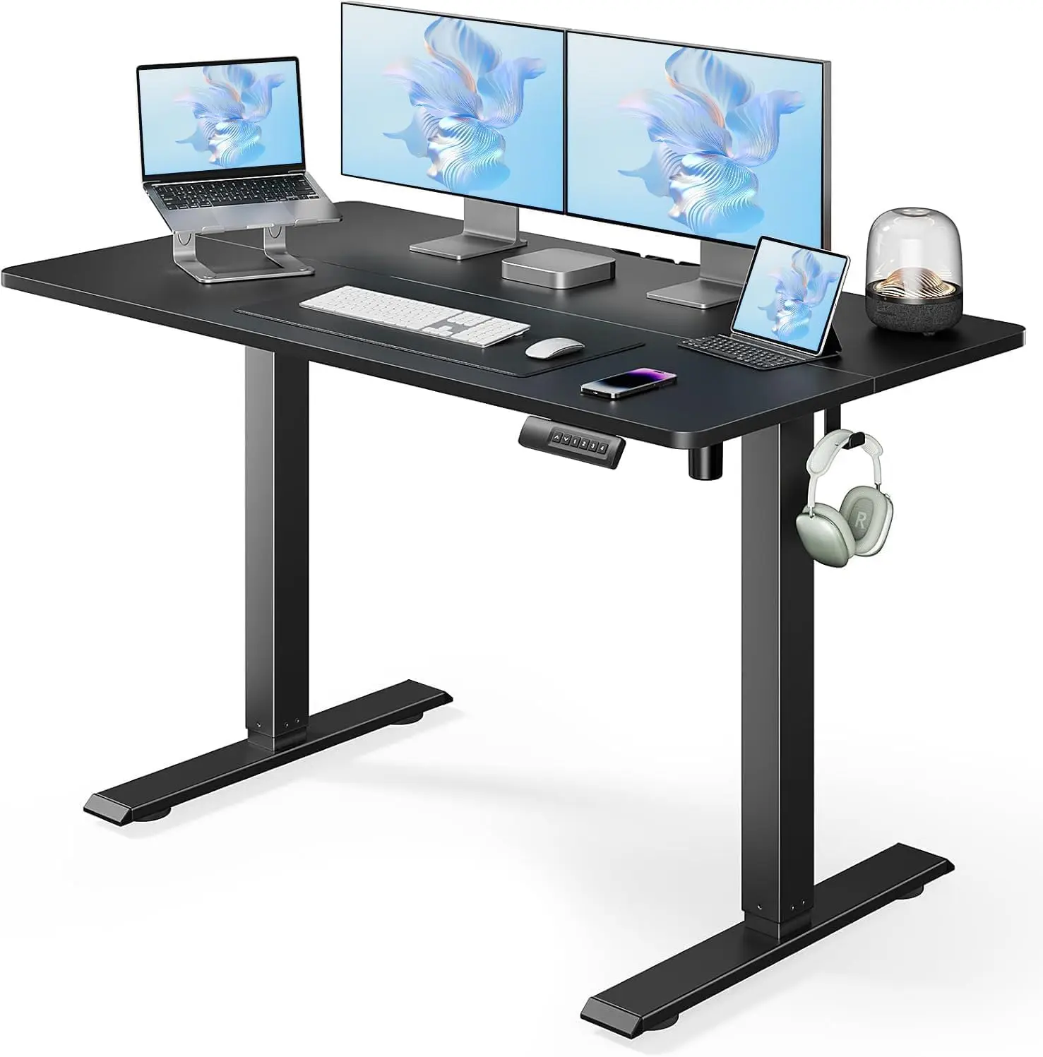 

Electric Standing Desk 48 x 24 Inches Adjustable Height Black Computer Desk for Home Office