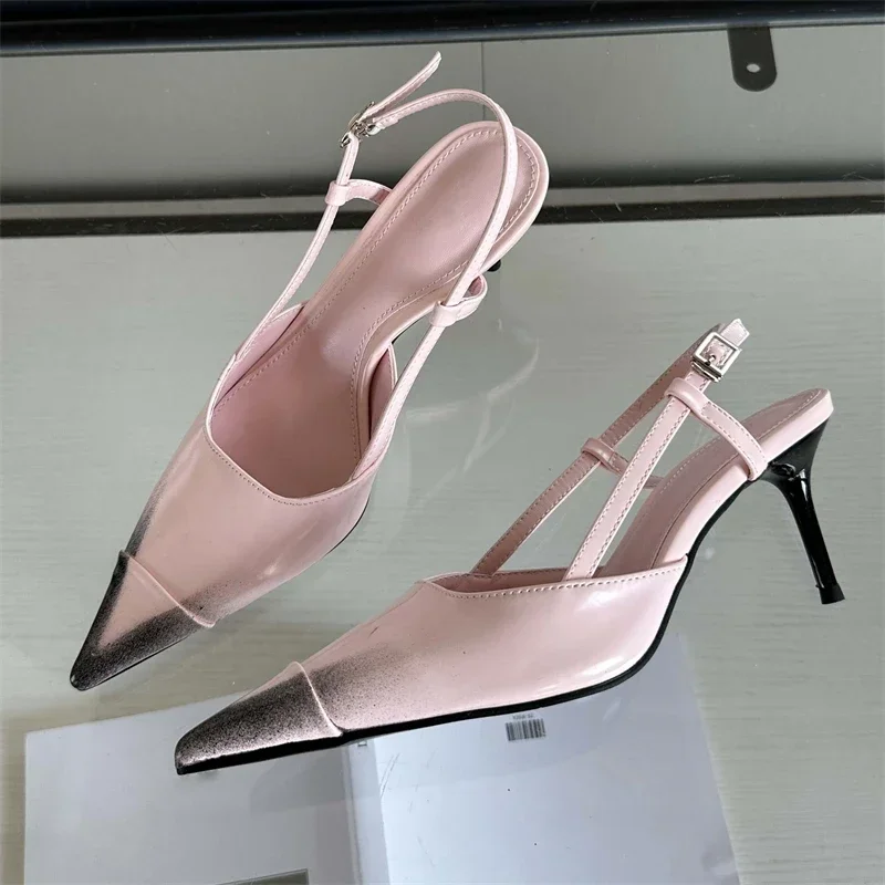 Pointed Toe Pumps Women Stiletto Heel Sandals Brand Party Dress Shoes Elegant Office Footwear Summer Slingback Sandalias Female