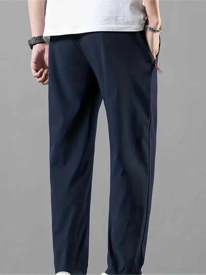 2025 Soft Men's Casual Straight Pants Stretch Elastic Waist Jogger Korean Classic Blue Black Gray Male Brand Thin Trousers