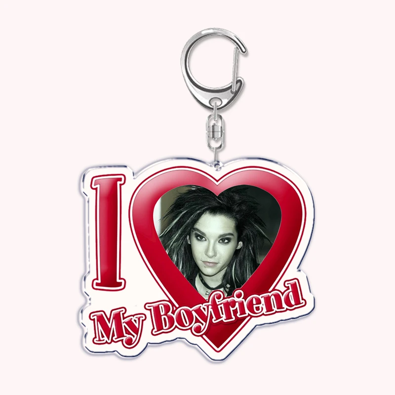 Popular Hip Hop Singer Guitarist I Love My Boyfriend Keychain Bill Tom Kaulitz Key Chain Ring Keychains for Jewelry Fans Gifts