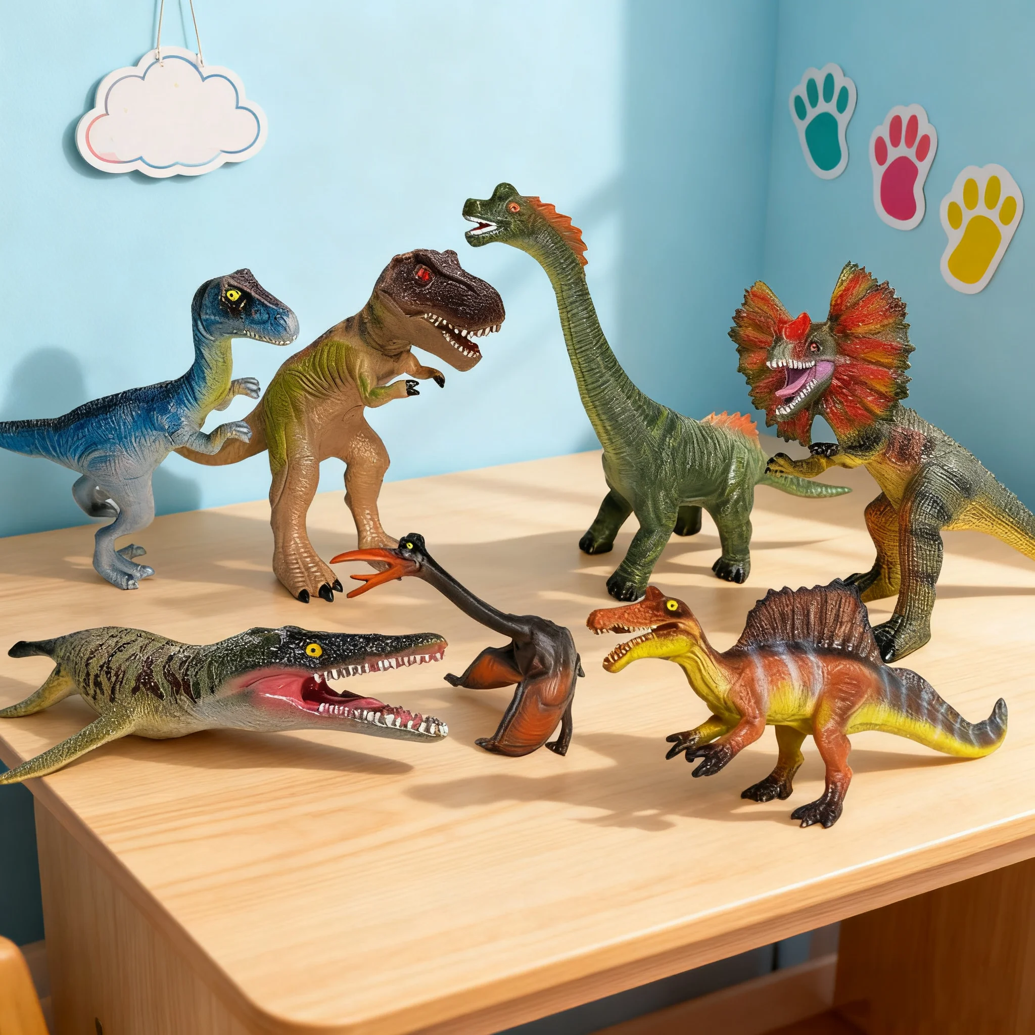 7 ชิ้นของเล่นไดโนเสาร์สำหรับเด็ก, รูปไดโนเสาร์ที่สมจริงของเล่นไดโนนุ่มสำหรับเด็กชายและเด็กหญิง, ของเล่นไดโนสัตว์, ของขวัญวันเกิดที่ยอดเยี่ยม