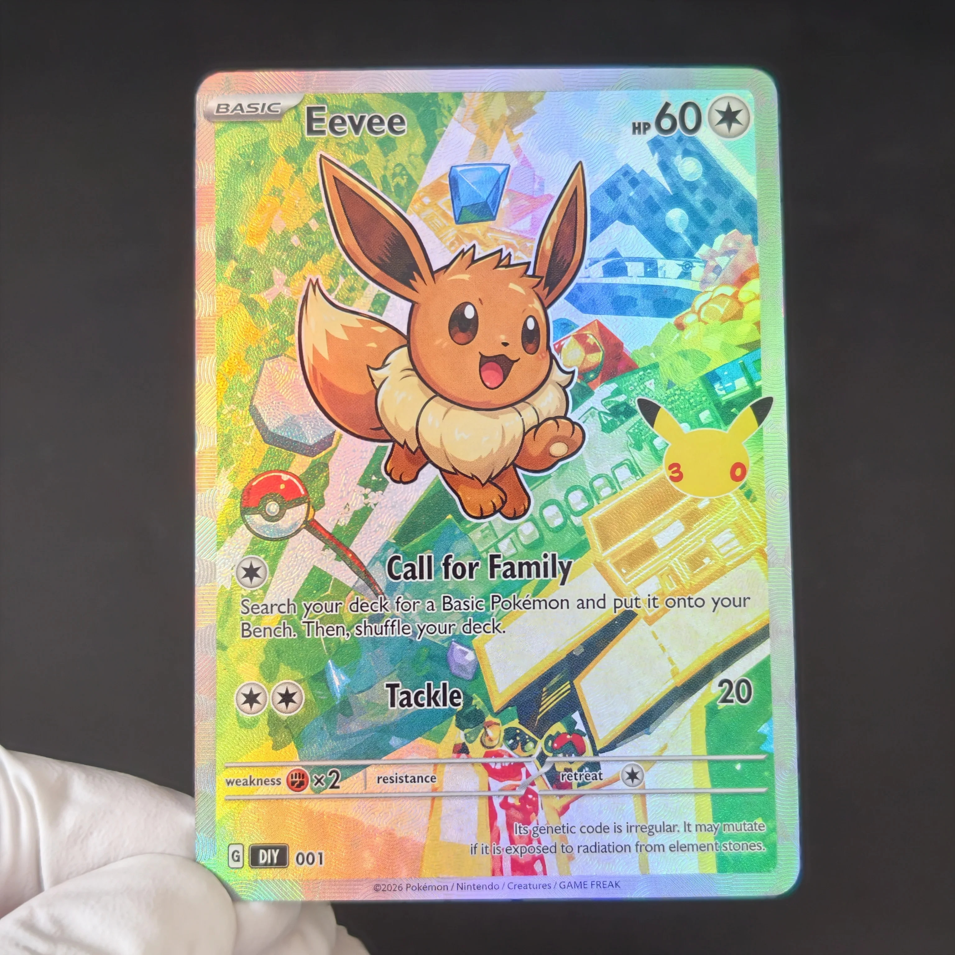 Proxy/PTCG Pokemon 30th Anniversary City Scenery Full Art Eeveelution Series Card Sylveon Glaceon Umbreon holo texture Cards view 3