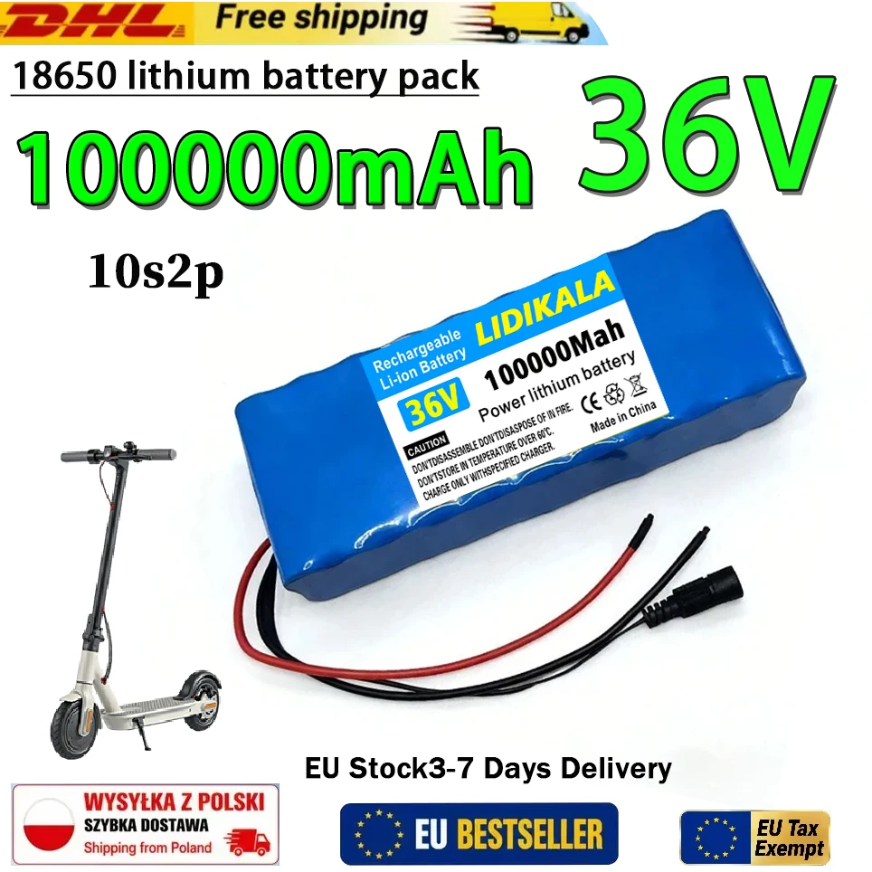Image of 36V Lithium-Akku 100000mAh 10S2P Wiederaufladbarer Lithium-Akku Geeignet für 500W Motor Elektroroller-Akku
