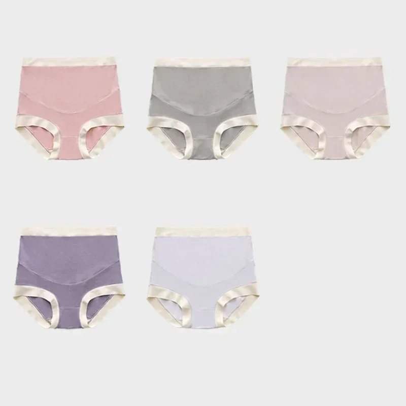 2PCS Silk Feel Modal Cotton Maternity Panties Thin Breathable Large Size High Waist Support Belly Underwear Pregnancy Briefs