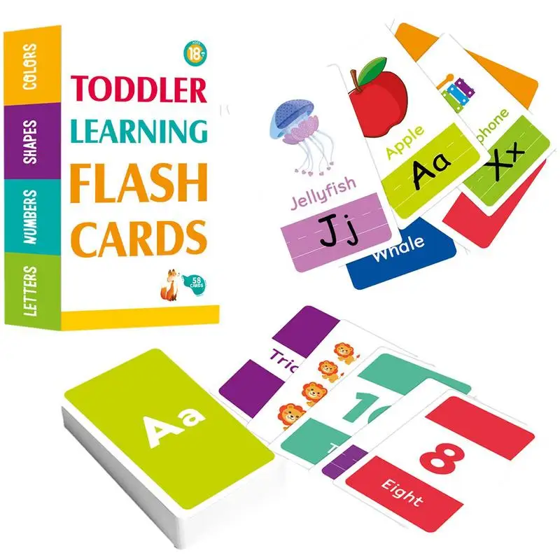 Montessori การเรียนรู้การ์ดของเล่น ABC Flash Cards การเรียนรู้ของเล่นเพื่อการศึกษาตัวอักษรรูปร่างจำนวนสัตว์การจดจำสี