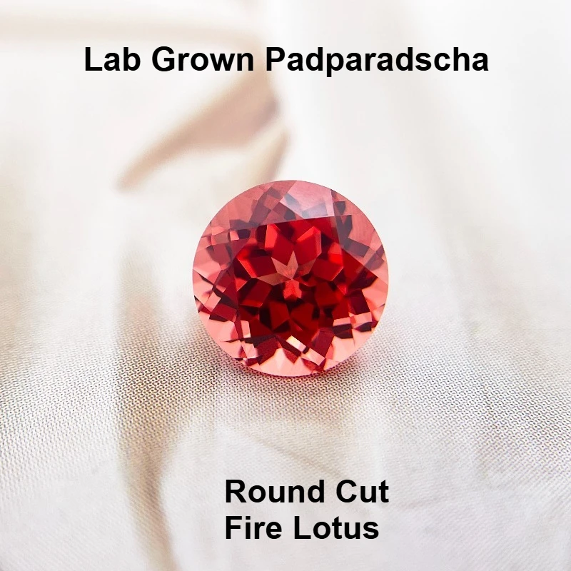 

Lab Grown Padparadscha Round Cut Fire Lotus Extremely Shiny Quality Charms Bead for Diy Jewelry Making Materials