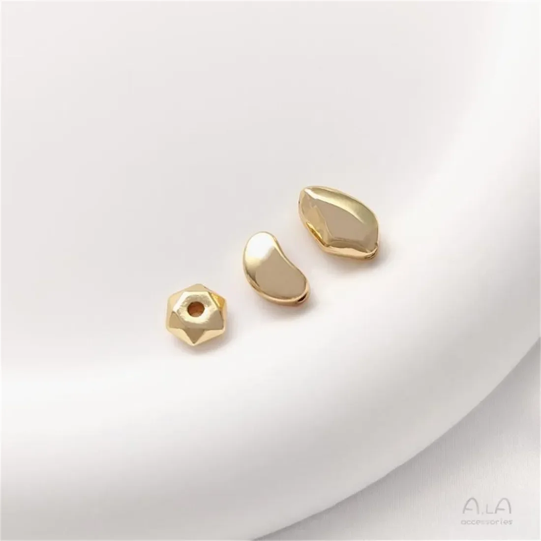 14K Gold-Color Faceted Stone Beads, Pea Beads, Six-Pointed Star Spacers, Handmade Beaded Ear Accessories, C360