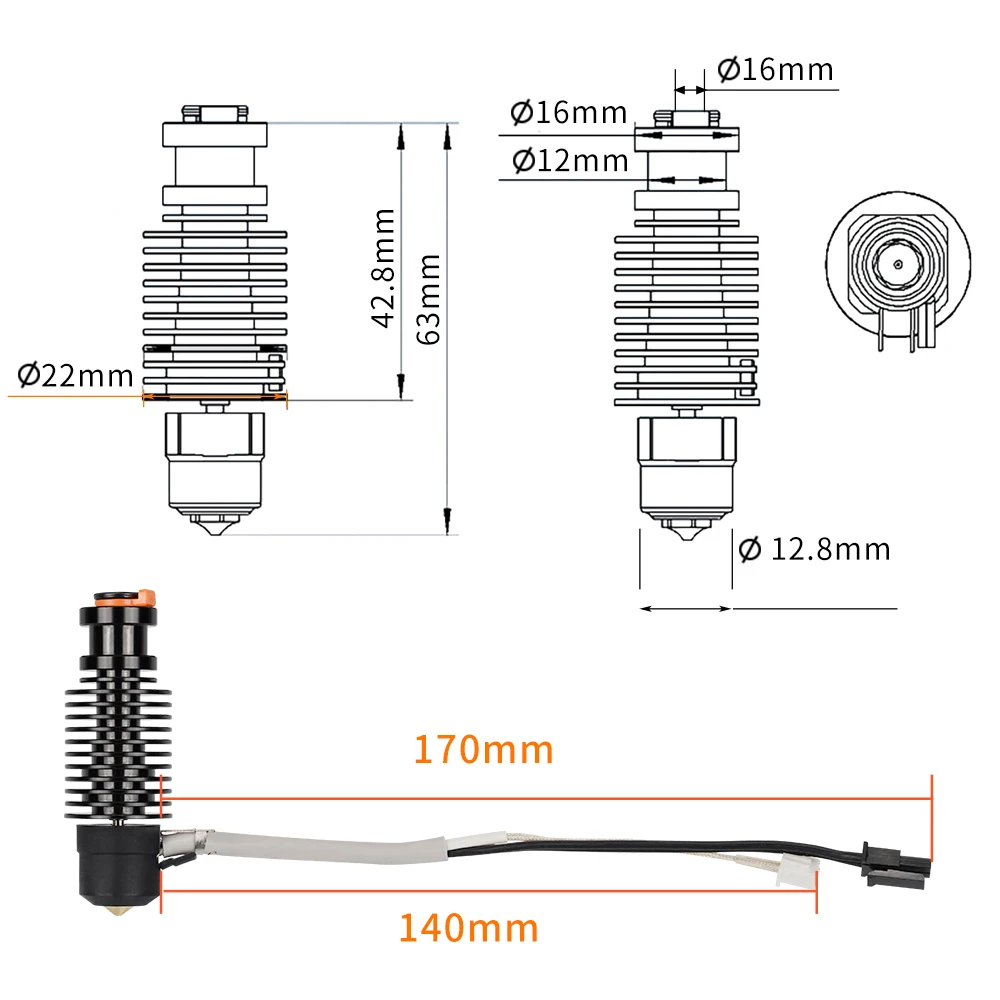 Ramp V6 Hotend keramik pemanas inti M6 benang halus untuk V6 Hotend ender 3 CR10 langsung Drive Bowden DDB ekstrduer