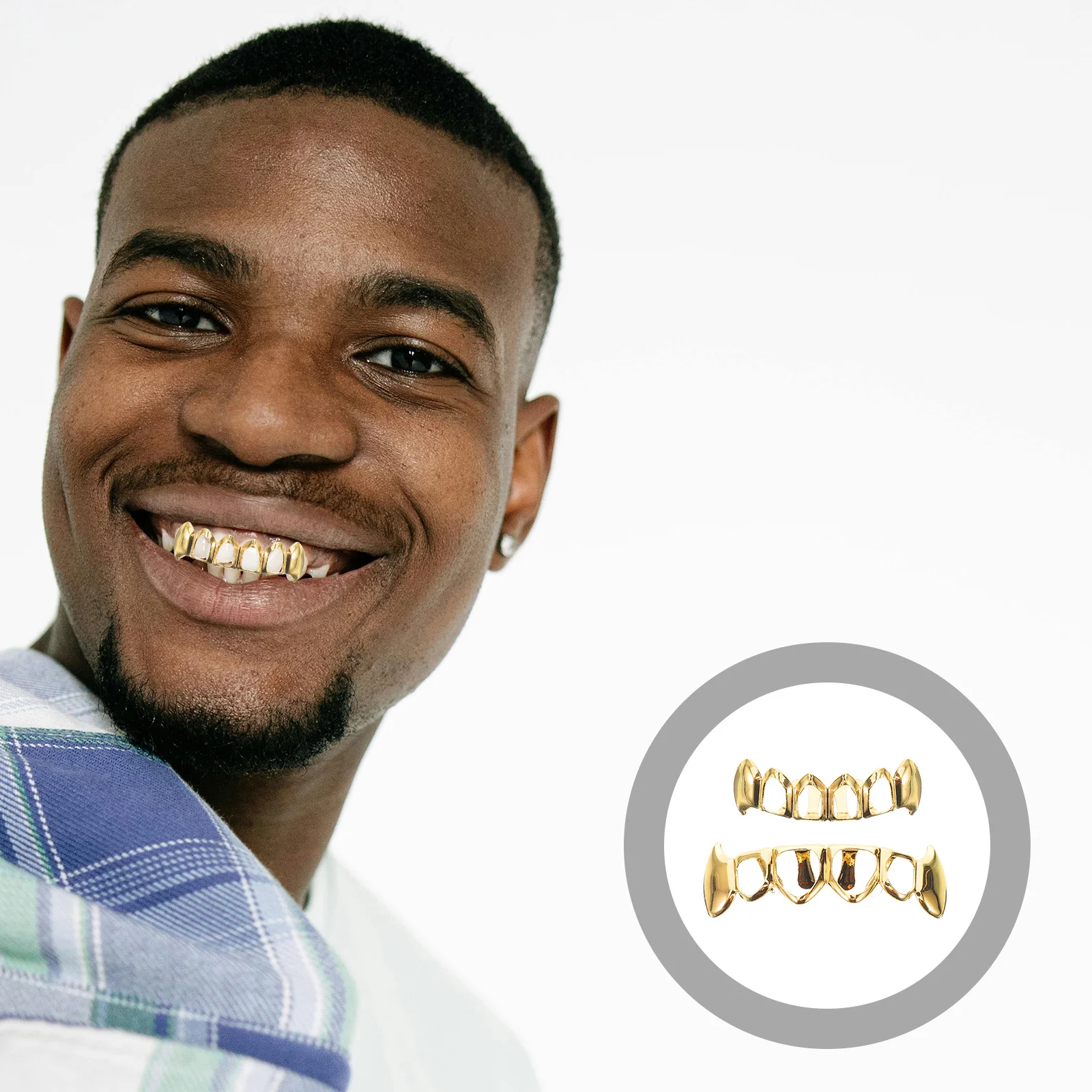 1 Zestaw Pozłacanych Metalowych Grilli na Zęby Unikalny Design Wygodne Dopasowanie Pojedynczy Grill na Usta dla Miłośników Muzyki Hip Hop Noszone na Zęby