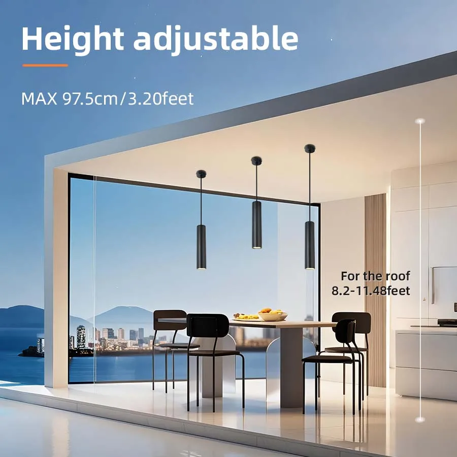 GU10 Chandelier LED Ceiling Pendant Light Modern Dining Long Hanging Lamp Indoor for Living Room Home Decor Ceiling Lamp 85-220V