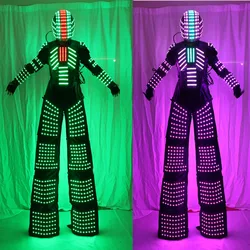 Hora Loca Party Stage Performance Led Robot Costume Rgb Change Color Led Stilt Robot Led Robot Costume