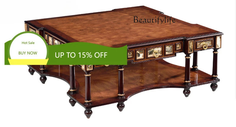 

Европейская мебель для гостиной, журнальный столик из массива дерева ручной работы, квадратный, для квартиры, X