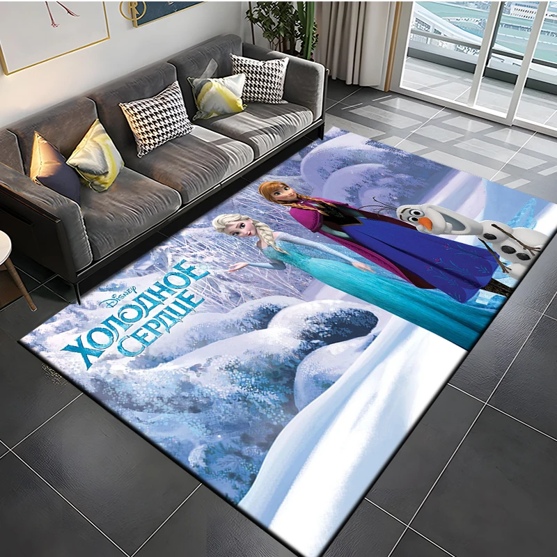 Disney Cartoon Frozen Princess Large Area Rugs Carpets Home Living Room Children\'s Kids Bedroom Sofa Doormat Floor Non-slip Mats