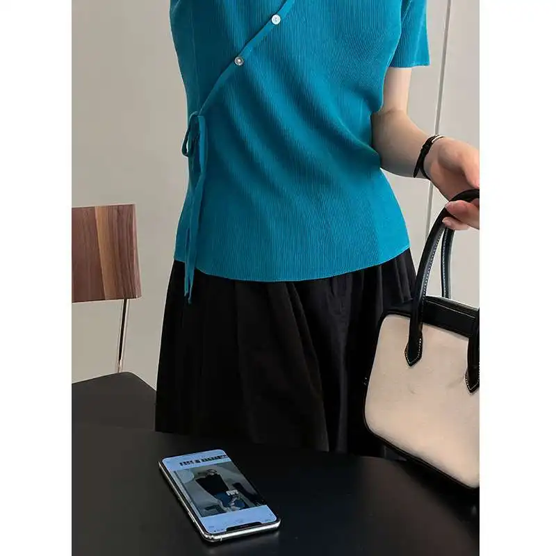 Mulan Vne Slimfit محبوك Tirt المرأة عادية Sle ربيع جديد Arr ort Sve لون نقي القطن 00% Tirt