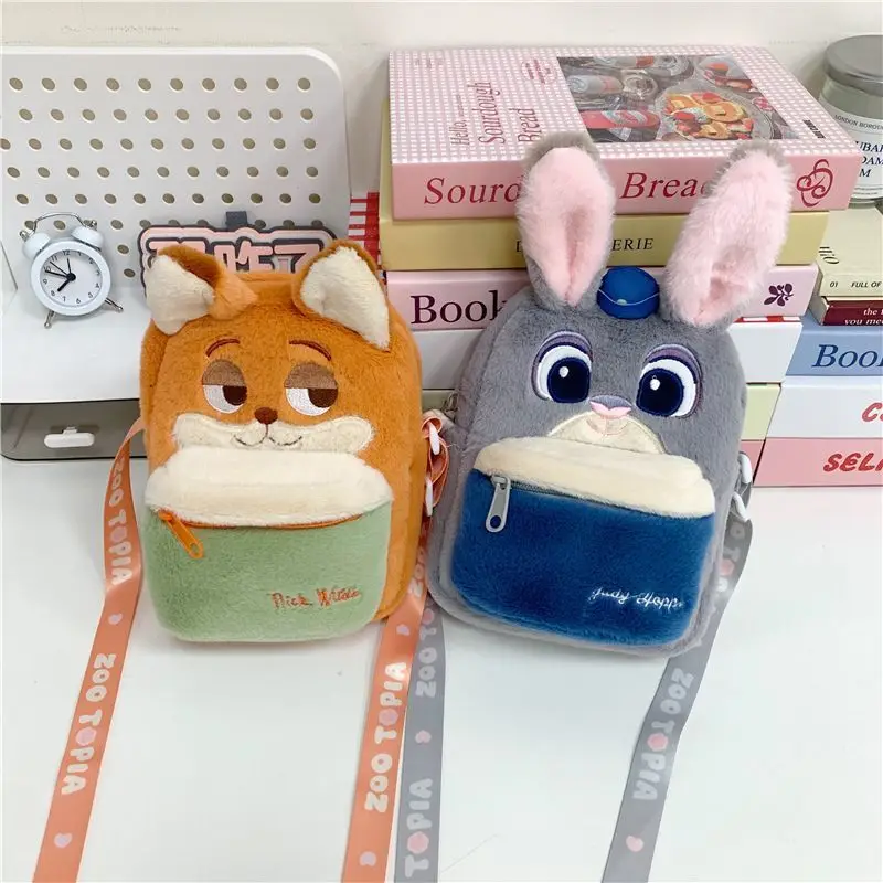 Disney Zootopia Judy Nick Plush Bag Cartoon Cute  Doll Crossbody Doll Mobile Phone Coin Purse Good Looks New Style Niche Gift