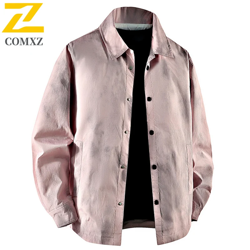 COMXZ Premium Leather Jacket Mens Luxury Elegant Turndown Collar Travel Coat Fashion  Loose Scratch Resistant Autumn Outerwear​