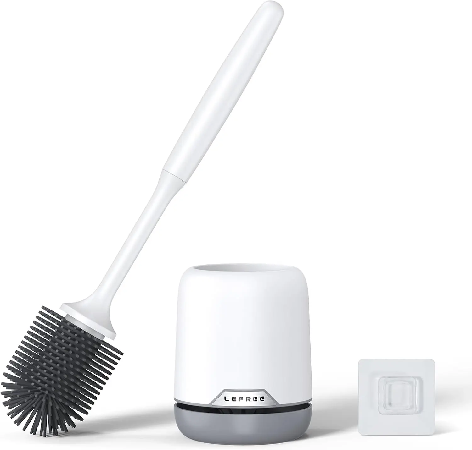 

Silicone Toilet Brush & Holder Set, Non-Slip Handle, Soft TPR Bristles, Wall-Mounted or Floor-Standing