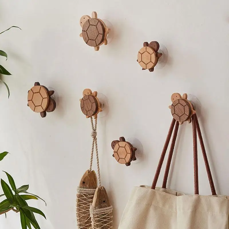 1pcs New Wooden Hook Creative Nordic Cute Turtle Hook Wall Hanging Coat Hook Home Decoration Solid Wood Hook Kitchen Accessories