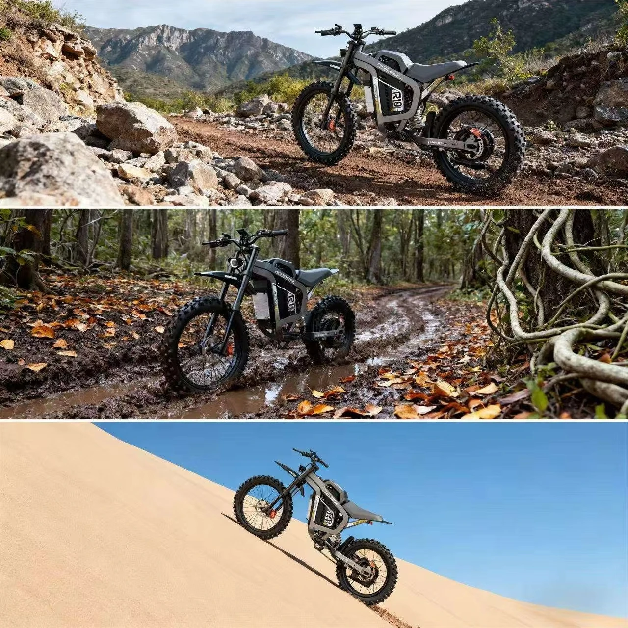 R19 6000W 72V High Torque Electric Motorbike, All Terrain Off-Road Electric Dirt Bike For Jungle Mountain Rough Terrain Travel