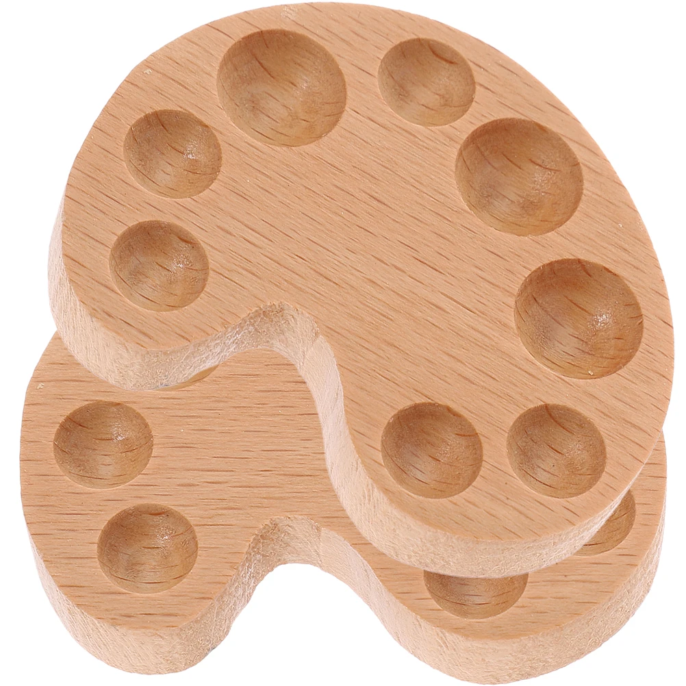 

2pcs Wooden Paint Watercolor Mixing Trays Oil Painting Plates Color Palette Storage Small Wood Pigment Trays For