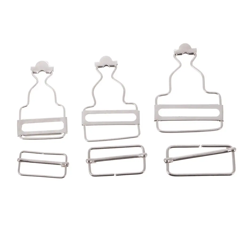 2x 6 Pieces Dungaree Brace Fastening Sponge Buckles Trouser Buckle for Suspenders Suit Iron
