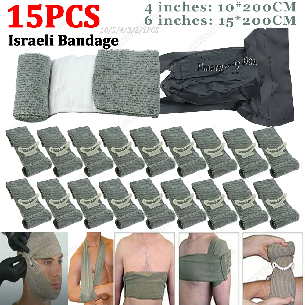 4/6 Inch Israeli Bandage Wound Dressing Emergency Compression Bandage Traumatic Hemostatic Bandage Tactical First Aid Kids IFAK