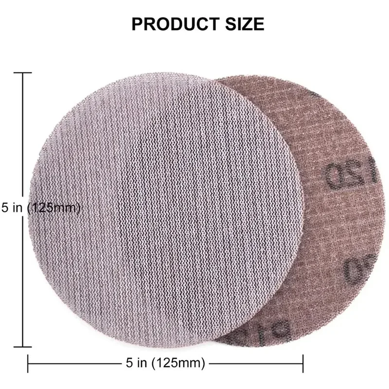15 buah 5 inci Hook & Loop abrasif bebas debu Grid amplas kertas Anti-Blocking amplas Gerinda untuk mobil 125mm Mesh amplas cakram