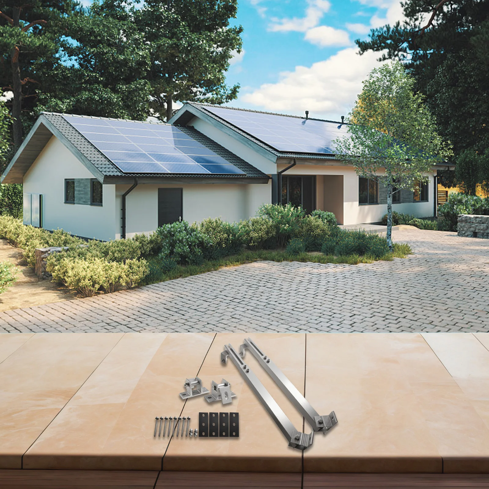 1 Pair Solar Panel Roof Bracket Mounting Stand 15-30° Adjustable Pv  Fixings Triangle PV Flat Roof Mount Bracket Set