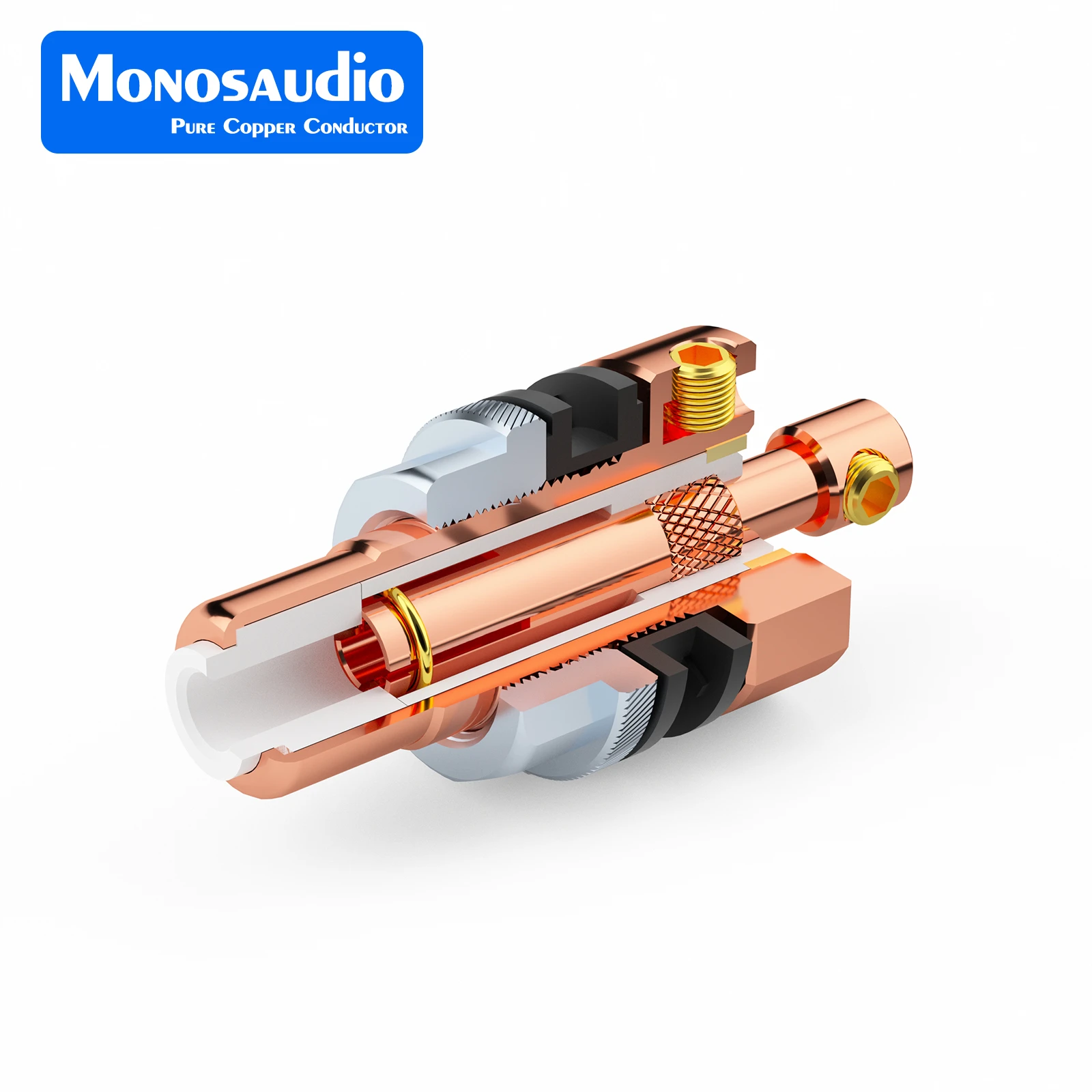Розетки Monosaudio C406 RCA, провода из чистой меди/золота/родиевого покрытия с латунными крепежными винтами и тефлоновыми изоляторами