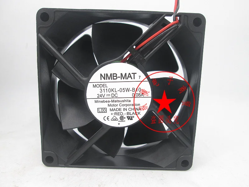 

NMB 3110KL-05W-B10 L00 DC 24V 0.08A 80x80x25mm 2-Wire Server Cooling Fan