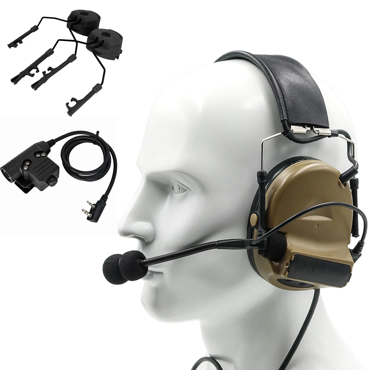 

Tactical Headset COMTAC II Electronic Shooting Hunting Airsoft Headset and Tactical U94 PTT and ARC Helmet Rail Adapter